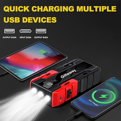 Miniatura 4 de Paquete de baterías de arranque de coche 001B 3000A (hasta 9.0L de gas y motor diesel de 7.0L), cargador de batería de coche de 12 V, caja de salto