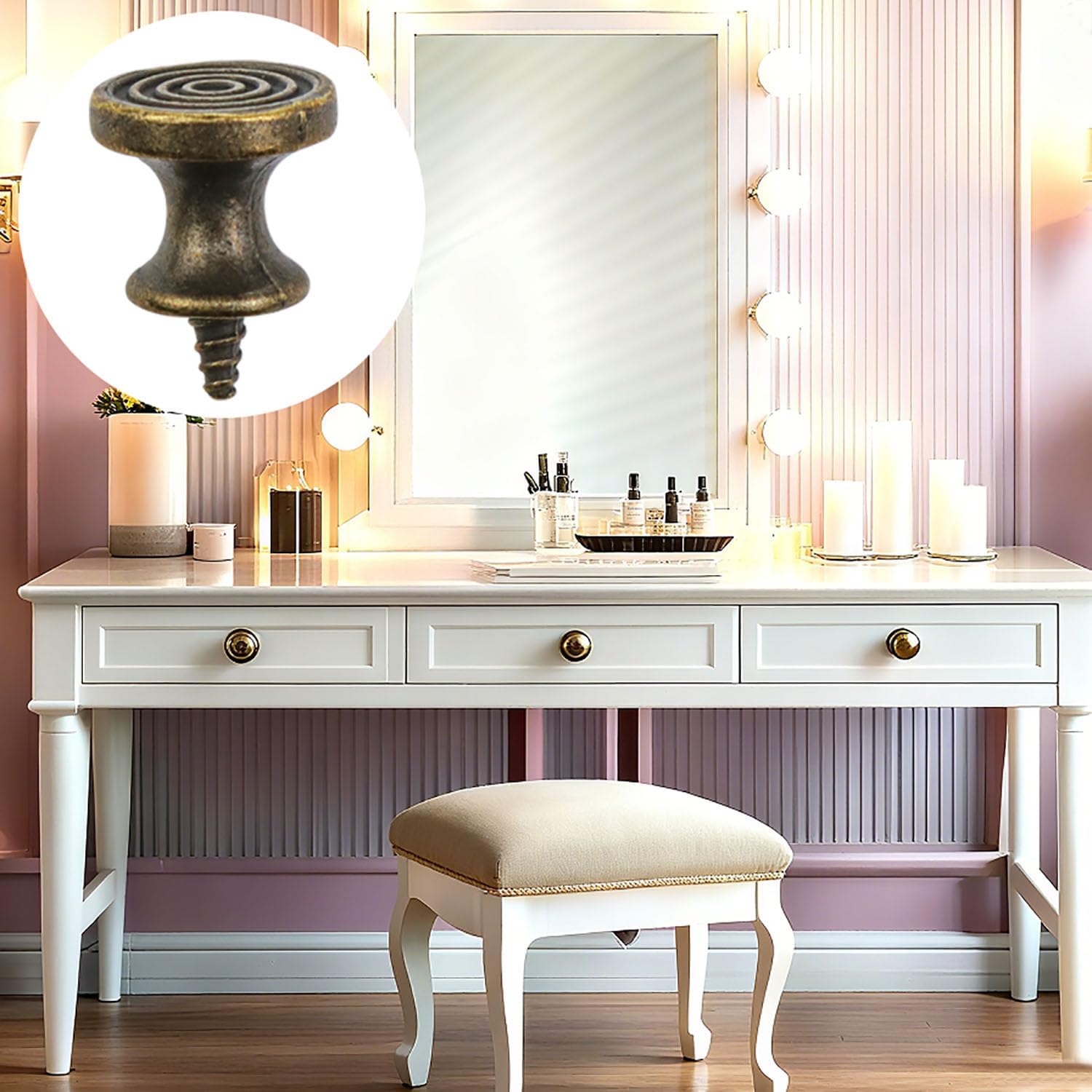 Mini Drawer knob Handle Antique Bronze Cabinet Door knob with self-Tapping Screws Suitable for Replacing Jewelry Boxes cabinets Dressing Tables and wardrobes 16mm 10pcs