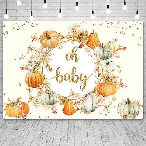 Sendy Telón de fondo de otoño Oh Baby de 7 x 5 pies para baby shower, niños o niñas, calabazas, baby shower, fotografía, fondo, pequeña calabaza,