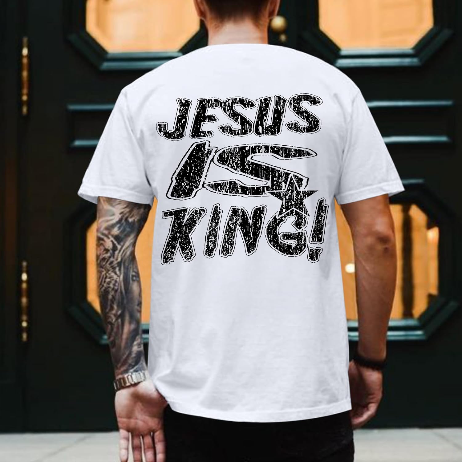 Christian Shirts for Men Jesus is King Tshirt God Faith Inspirational Religious Sayings Tees Funny Bible Verse Tops - Image 3