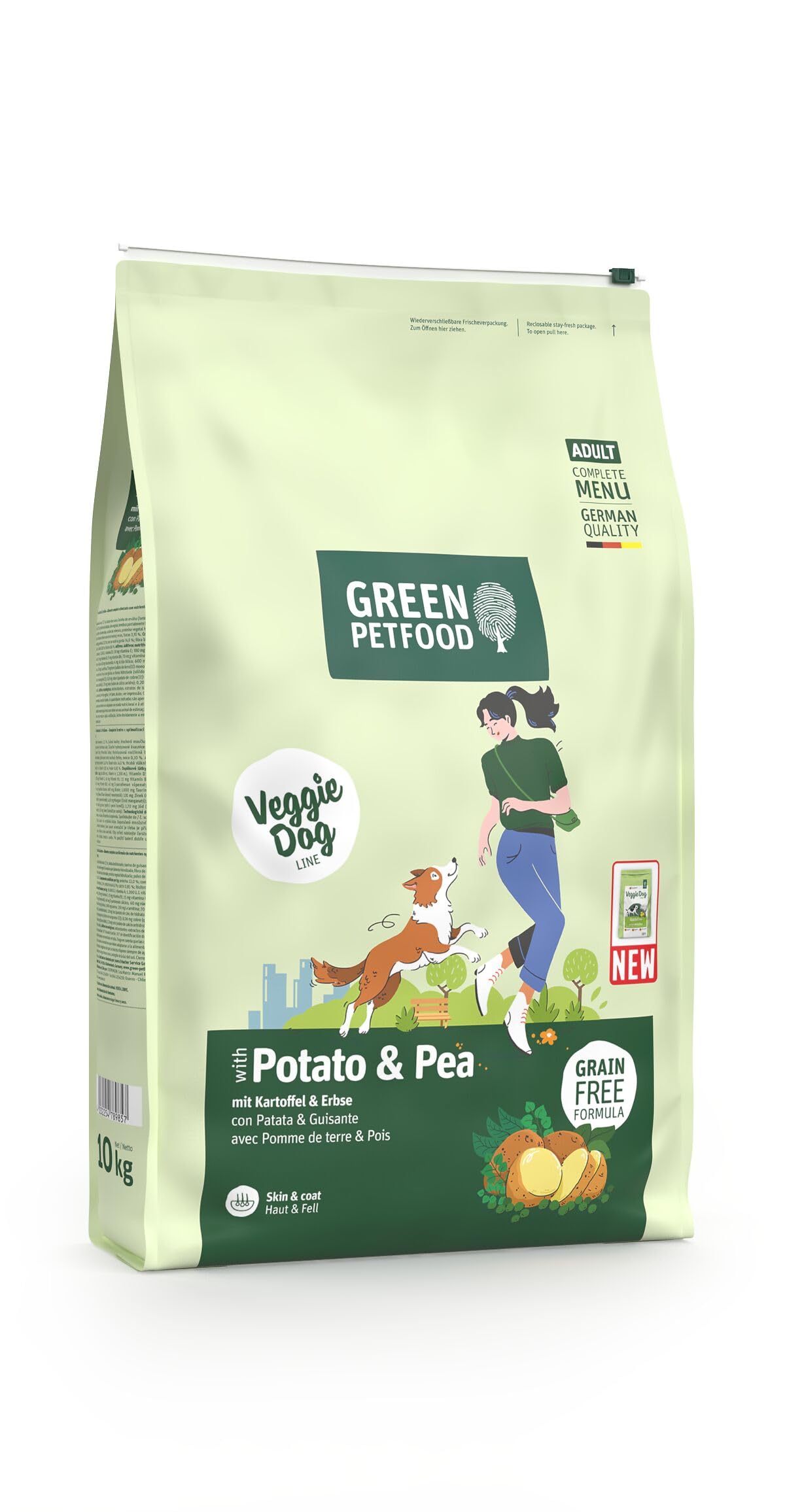 Green Petfood VeggieDog mit Kartoffel & Erbse (1 x 10 kg) | Adult | Premium Trockenfutter für ausgewachsene Sensible Hunde | vegetarisch & weizenfrei | mit leckerer Süßkartoffel | 1er Pack