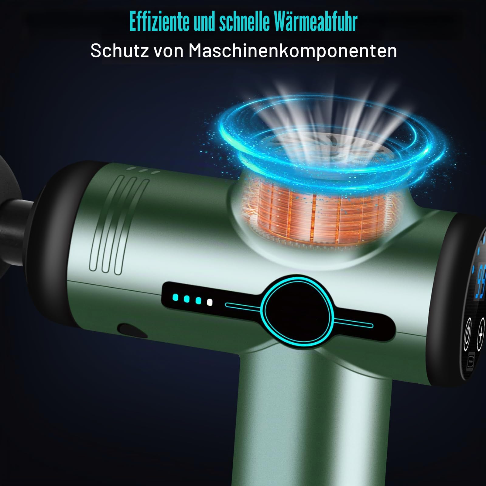 AQXONG Mini Muskelmassagepistole, Tragbares Elektrisches Massagegerät mit LCD Display, 99 Geschwindigkeiten, 8 Massageköpfe, Ultraleise Massagepistole 35DB, Wiederaufladbare Massagepistole