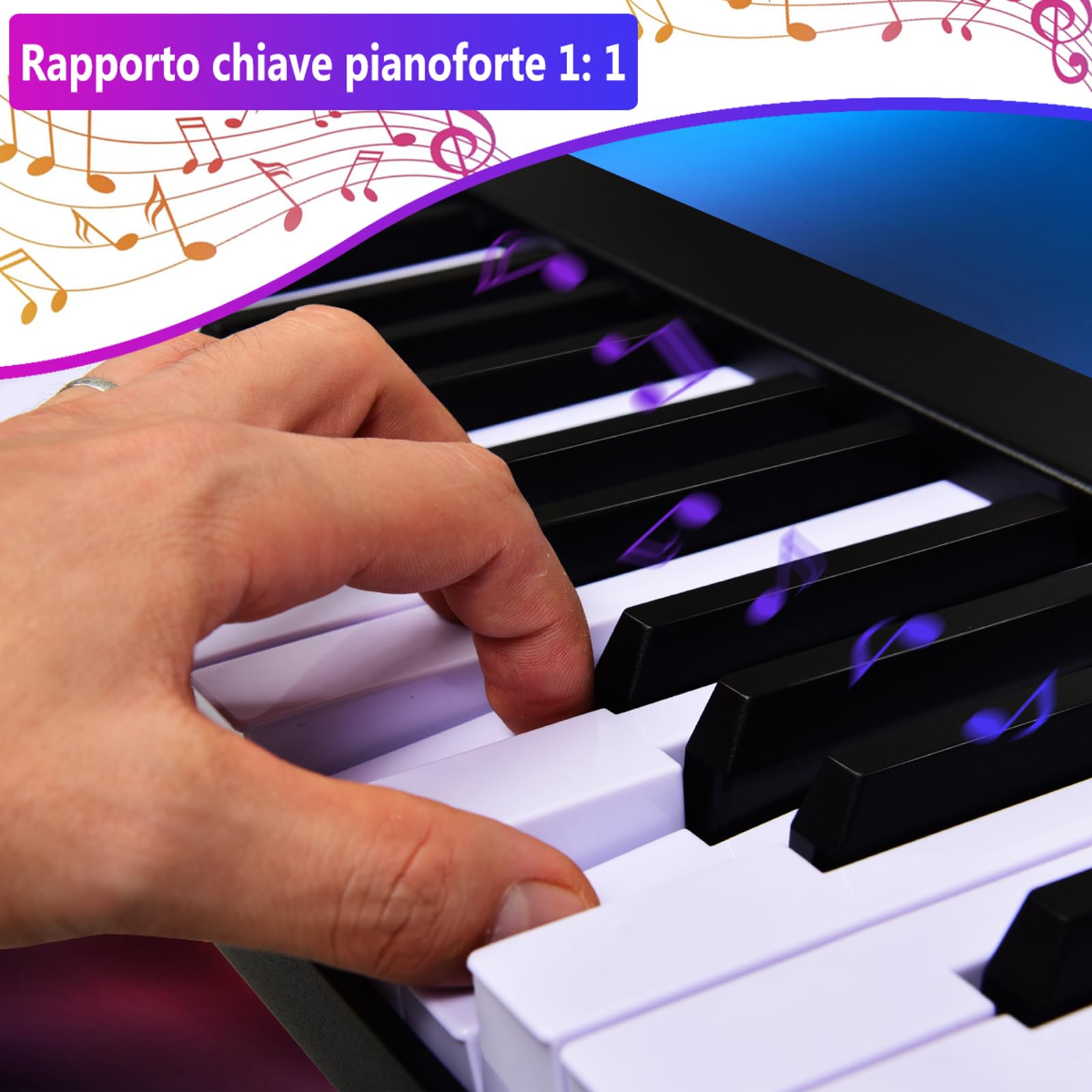 COSTWAY Tastiera Musicale 88 Tasti, Pianoforte Digitale Portatile con Custodia, Pianola con 128 Ritmi e Toni, Pedale Sustain, MIDI, USB e Funzione di APP Bluetooth (Nero)