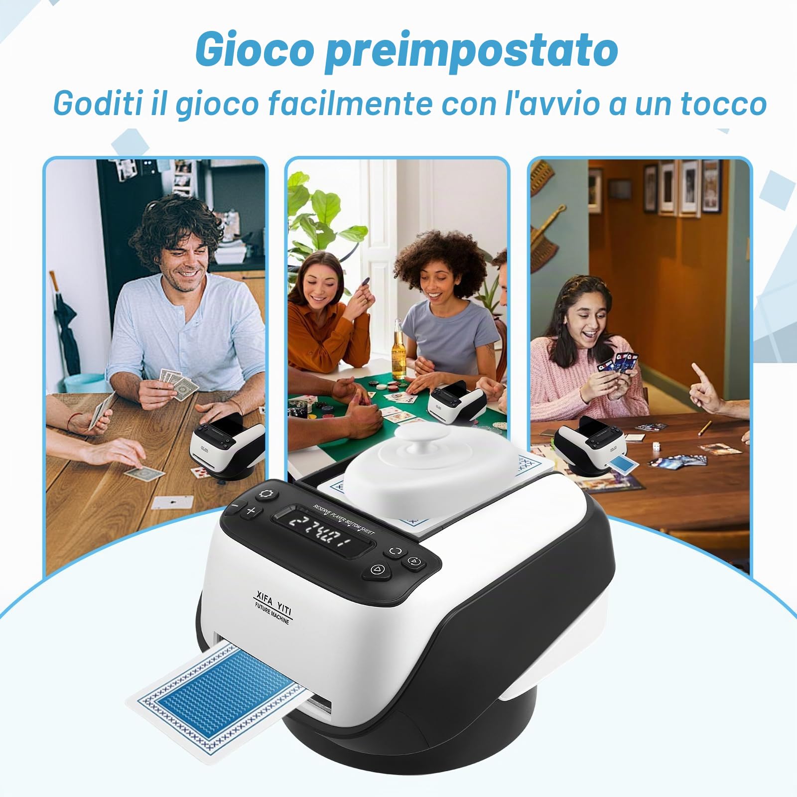 Distributore Automatico di Carte, Distributore Elettrico di Carte, Distributore di Carte Rotante a 360°, Macchina per L'invio di Carte Fino a 8 Giocatori, per Poker, UNO, Blackjack, Texas Hold'em