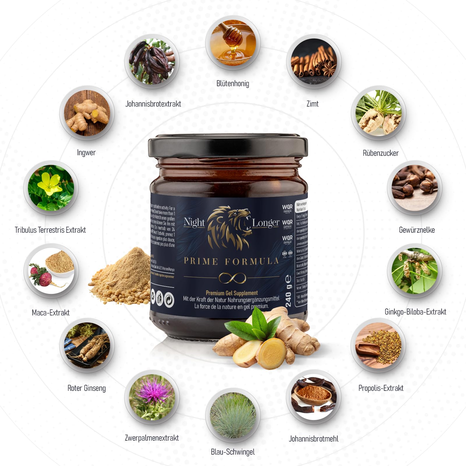 Prime Formula Maca Gel, Sofortwirkung, Extra Stark für aktive Männer, Ginseng & Tribulus Terrestris 240gr Jar - 4 Stück