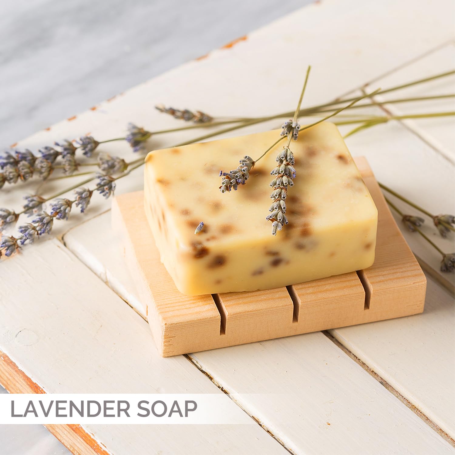 All Natural Set of Soap Bars, Rose, Lavender, Olive Oil with Wooden Soap Dish, Assortment of Natural Hand-Made Soaps, Made in Europe