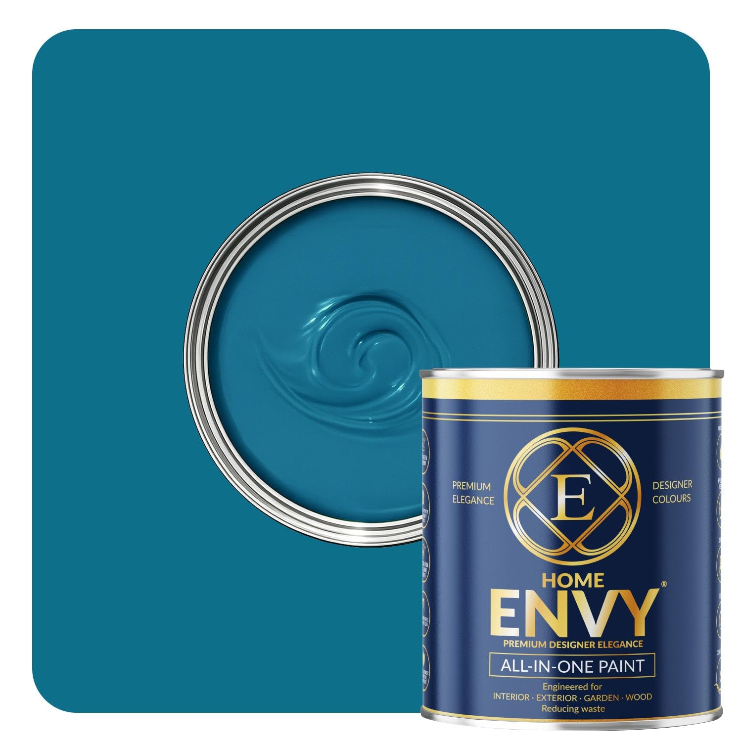 ENVY All-in-One Paint - High Coverage Paint for Interior & Exterior Walls, Wood & Furniture | Multi Surface Paint & Primer | Designer Colours For All Walls - Blue Sea Heritage - 0.5L - Matt — image 1