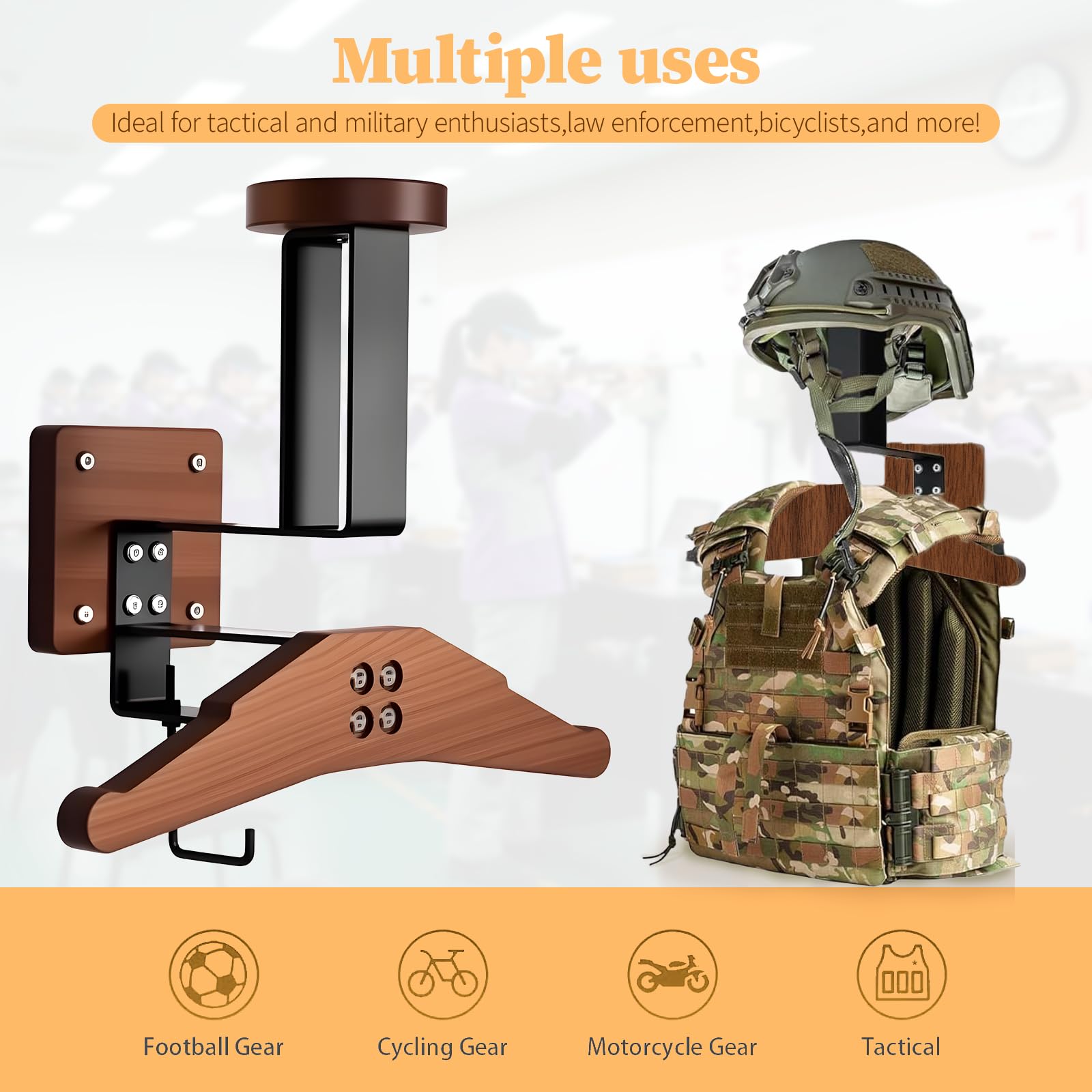 Motorrad Helm Halterung Wand,Helm Wandhalter,Helmaufhänger,Platzsparend,Jacke Kleiderbügel Platte Carrier Organizer Rack,für Taktische Weste,Baseball,Perücke