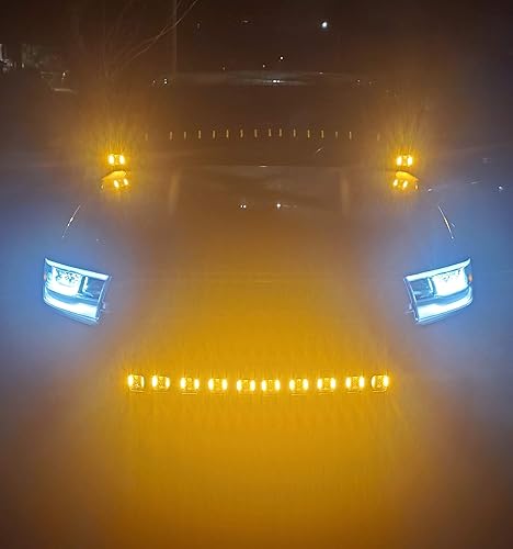 Miniatura 5 de M&R Automotive Kit de montaje de capó compatible con RAM TRX 2021 2022 2023 - Kit de luz blanca de 80 W con DRL ámbar - con soportes