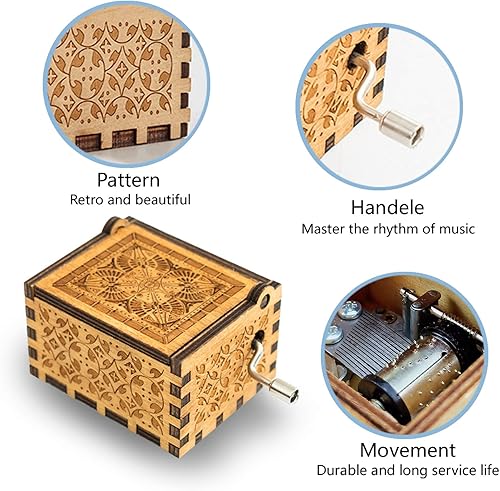 Miniatura 5 de Caja de música de madera personalizada U R My Sunshine Cajas musicales de manivela personalizadas, un regalo significativo para mujeres, hombres,