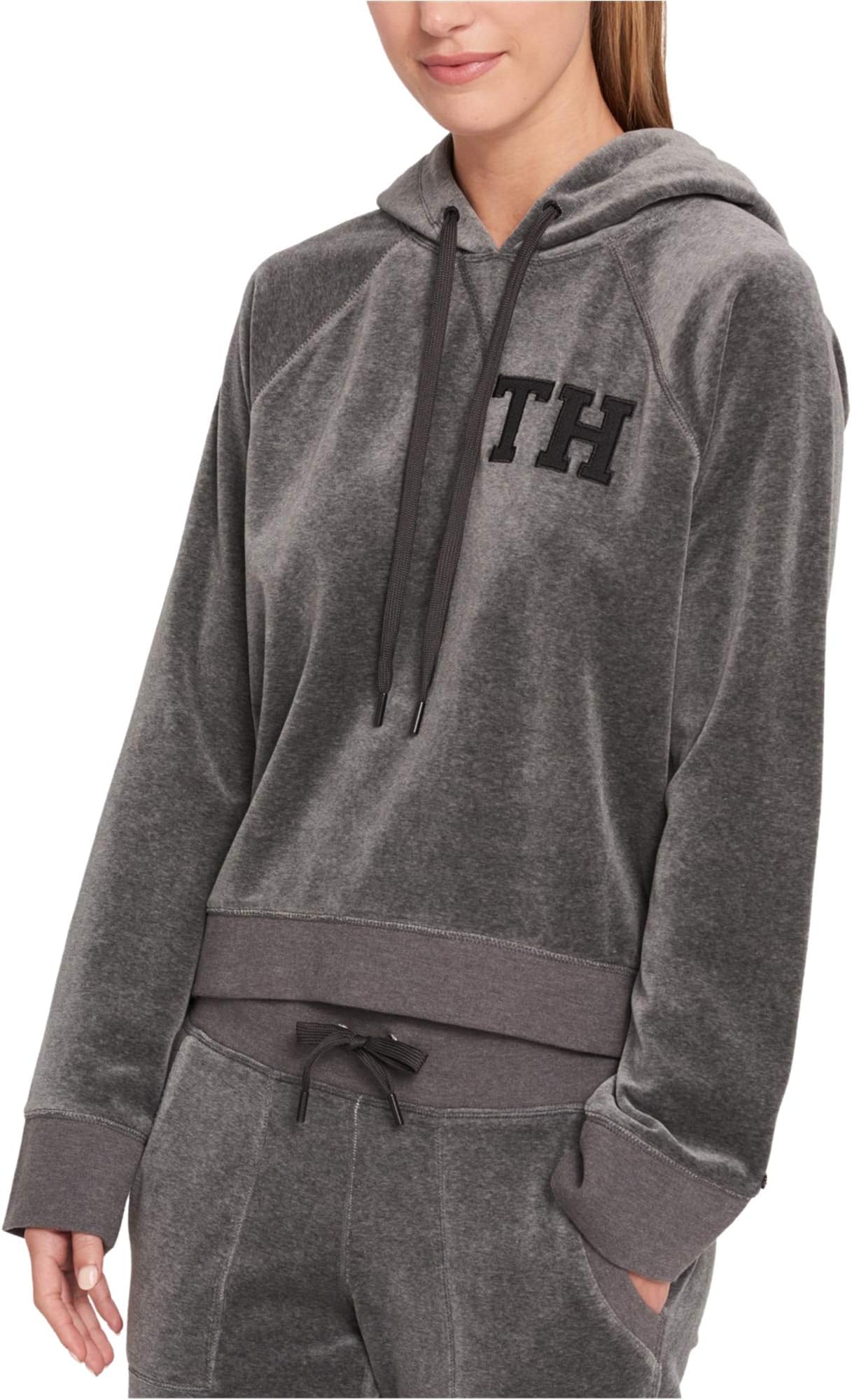 Tommy Hilfiger Women's Velour Hoodie (M, Ash Heather)