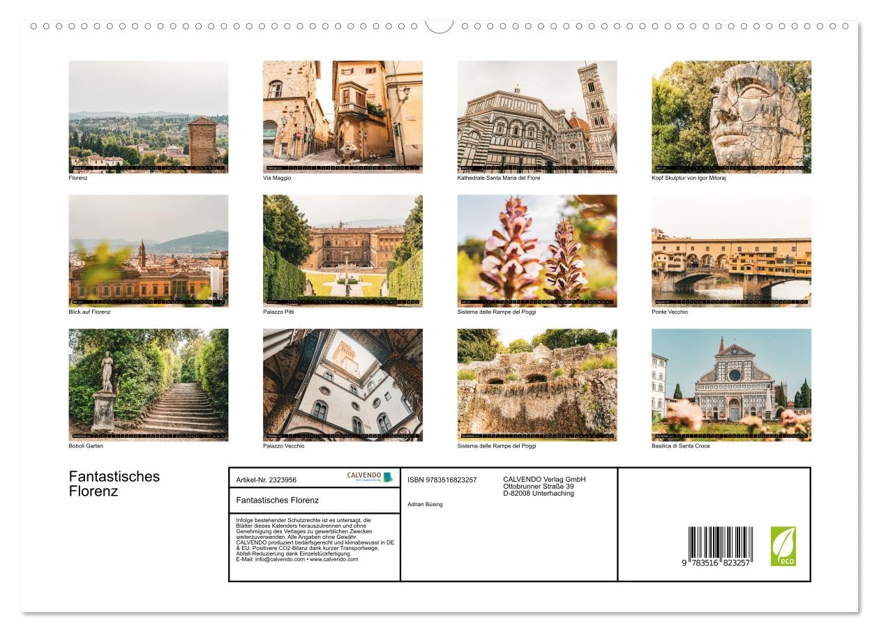 Fantastisches Florenz (hochwertiger Premium Wandkalender 2027 DIN A2 quer), Kunstdruck in Hochglanz: Der Wandkalender „Fantastisches Florenz“ zeigt ... aus Florenz, Toskana, Italien (CALVENDO Orte)