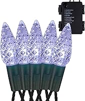 Vista 1 de Twinkle Star Guirnalda de luces de Navidad C6, 50 LED de 17 pies, funciona con pilas, con 8 modos de iluminación, luces impermeables para interiores