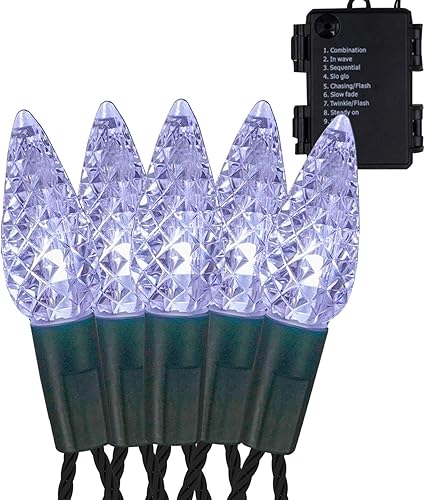 Miniatura 1 de Twinkle Star Cadena de luces de Navidad C6, 100 luces LED de 33 pies con adaptador de seguridad de 29 V, 8 modos de iluminación para patio, árbol de