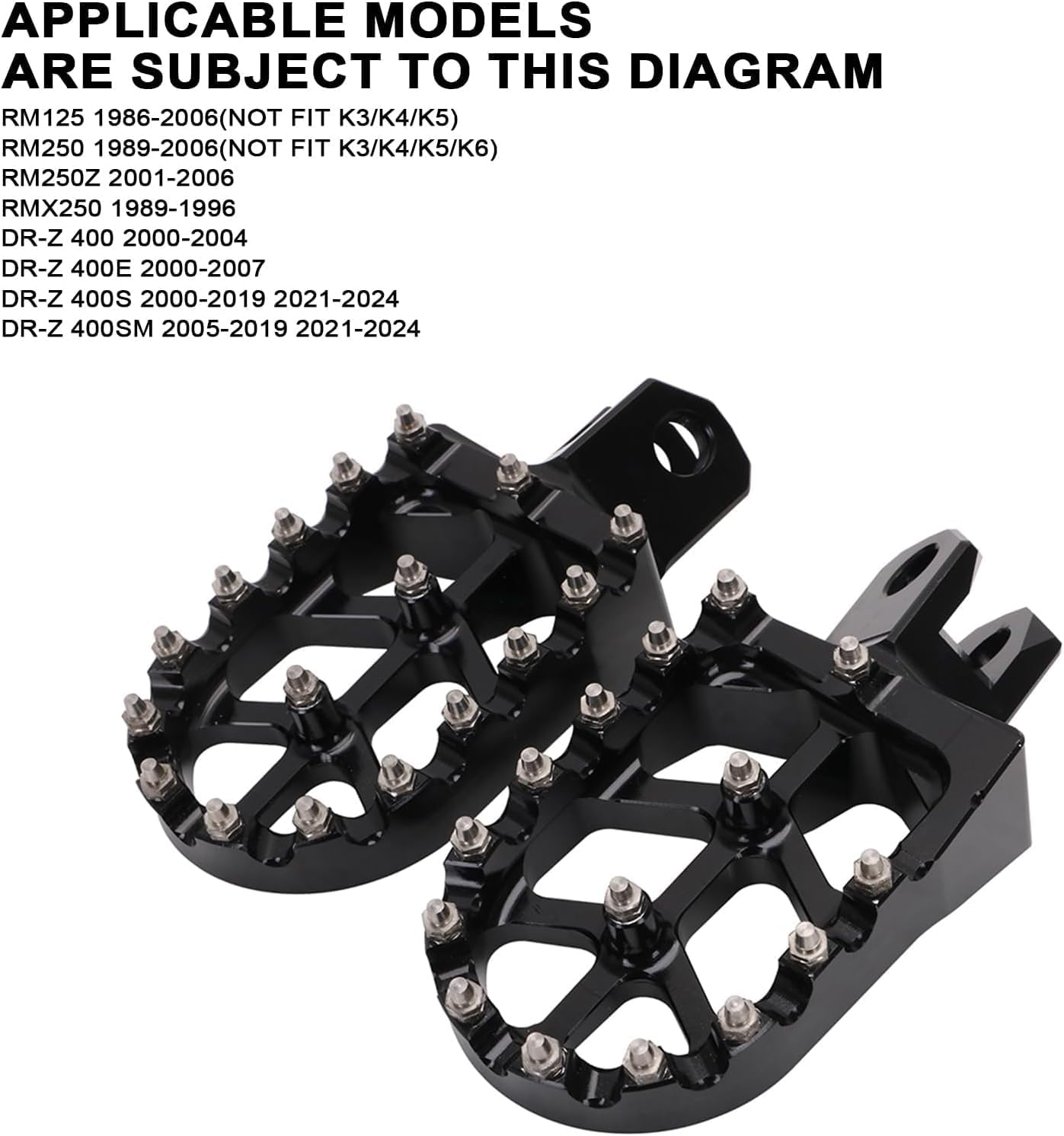 JFG RACING Dirt Bike Foot Pegs,DRZ400 Footpegs Rests Pedals CNC for DRZ400S 00-19 21-22/DRZ400SM 05-19 21-22/DRZ400E 00-07/DRZ400 00-04/RM125 RM250 RM250Z RMX250-Black