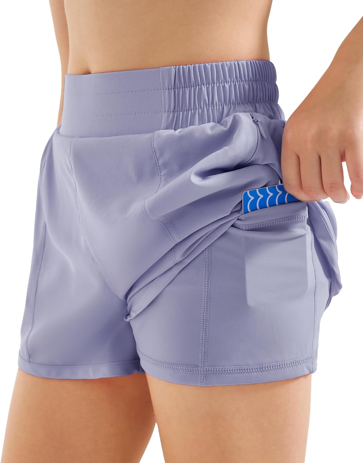 Stelle Girl's Athletic Shorts with Liner Zipper Pockets Elastic Waist Running Shorts Sports Active Shorts for Teen Kids - Image 6