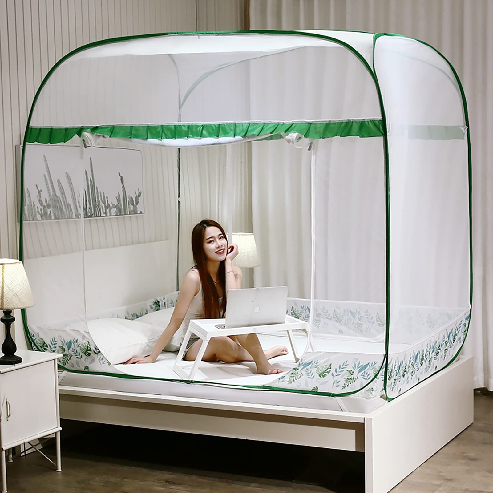 Zanzariera Pop-Up, Baldacchino Pieghevole Per Letto Con Zanzariera, Zanzariere Da Viaggio Portatili, Tenda Da Campeggio Pieghevole Per Zanzare A Doppia Porta,C,150x200cm