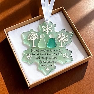 Snowflake-Shaped Sea Glass Friendship Decor, Handmade Acrylic Snowflake Sea Glass Ornament, Warm Friendship Keepsake, Coastal Winter Christmas Tree Decoration, Gifts for Best Friends (1pc)
