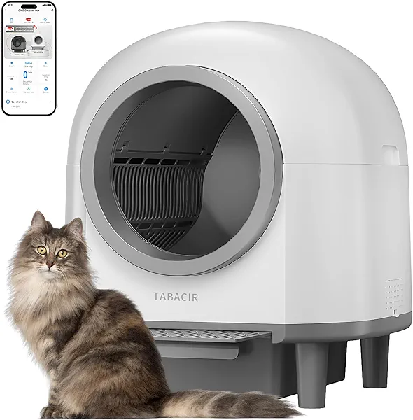 Automatic Cat Litter Box Self Cleaning with 10 Safety Radars,100L Smart Litter Box Used for 14 Days,Electric Litter Boxes with Stairs for Multiple Cats,APP-Control,Advanced Odor Control (White)