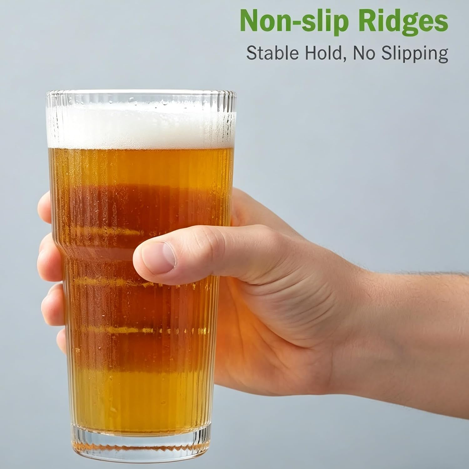 Pint Glasses Beer Glasses for Freezer 20 oz Drinking Glasses Set of 8