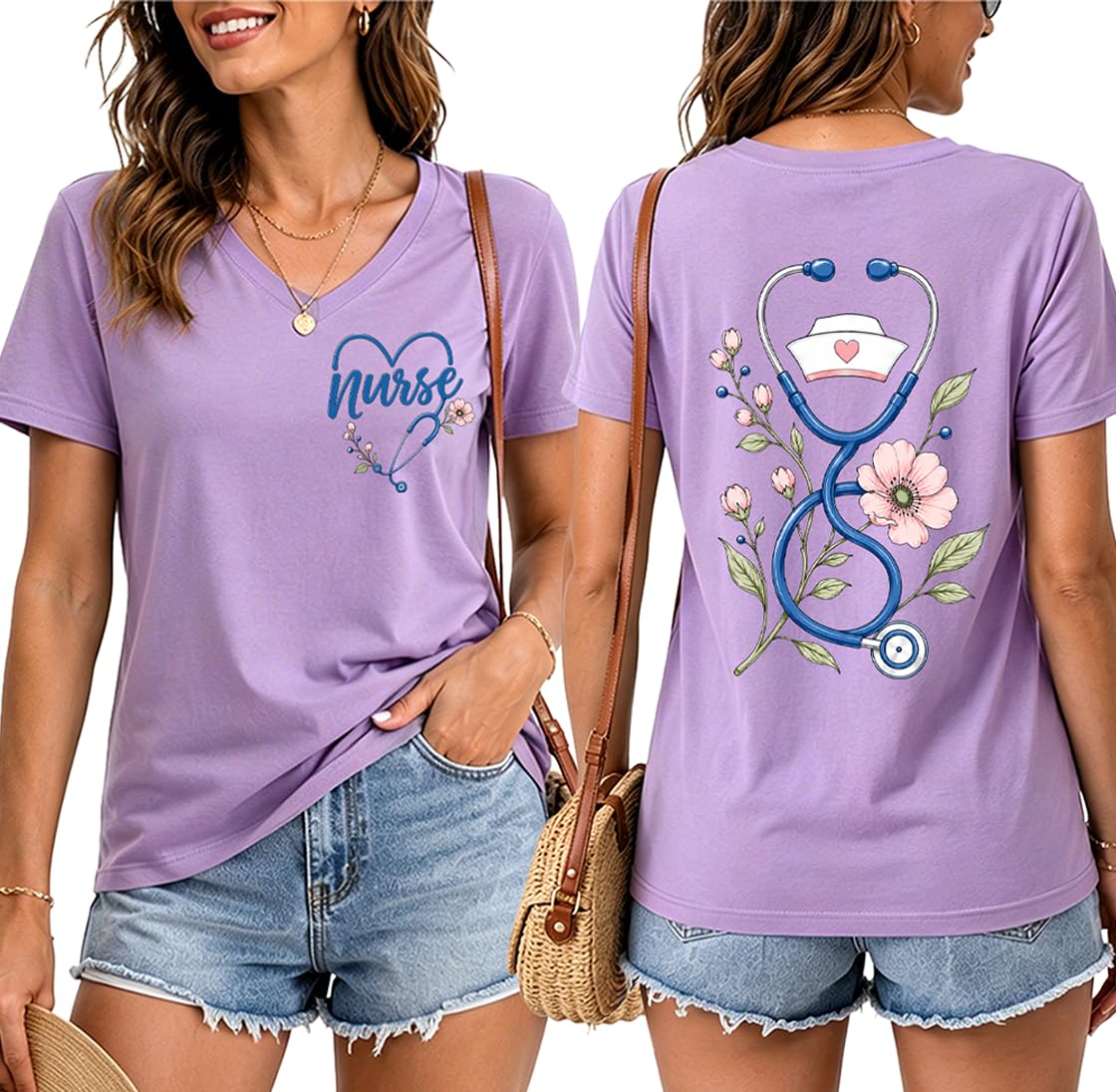 Nurse Shirts for Women Boho Floral Nurse Life T Shirt