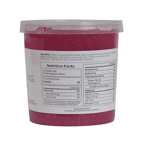 Miniatura 2 de Mayde Perlas de Boba Popping para bebidas, postres y cuencos de desayuno (sabor a cereza, 7 libras)