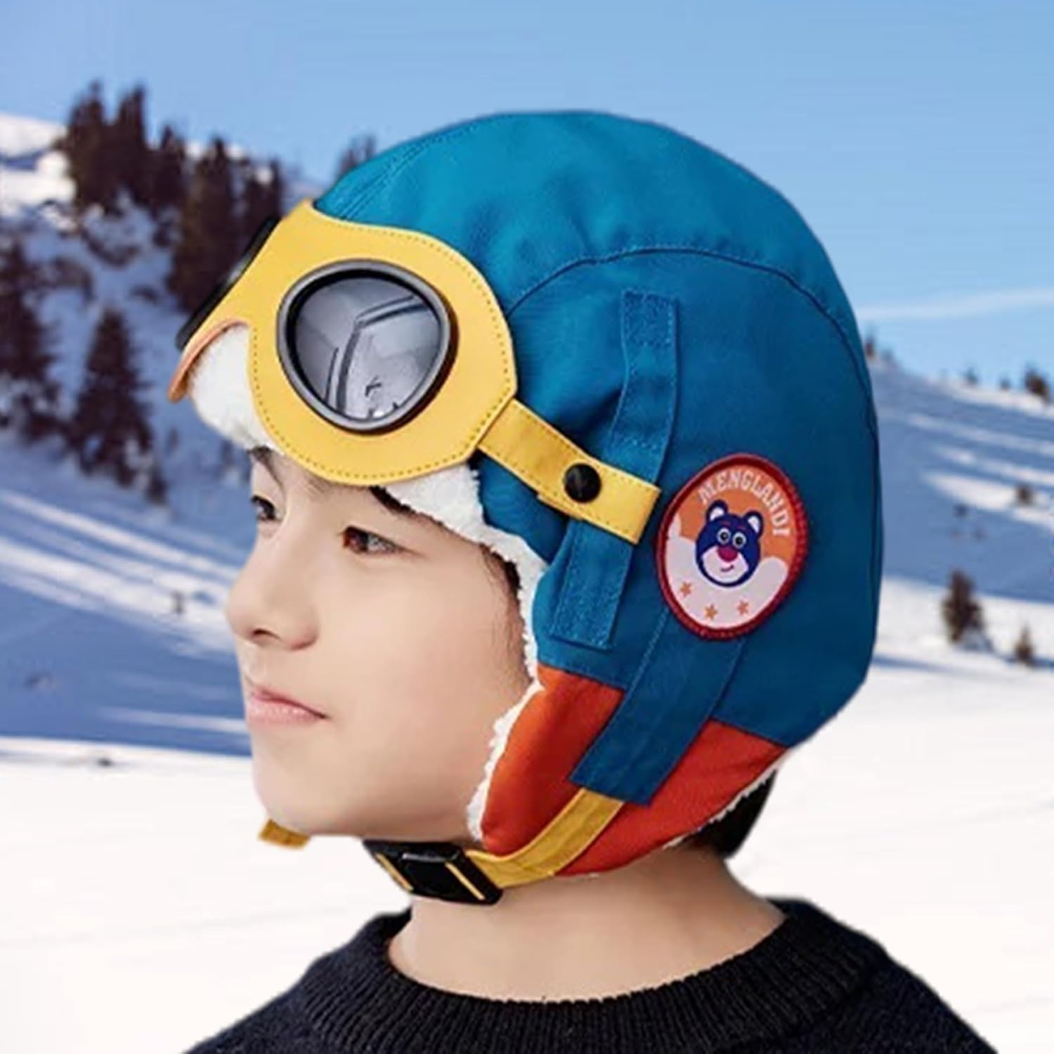 Kids Winter Hat with Ear Flaps Warm Windproof Trapper Hat with Fleece Lined for Boys Girls 4-12 Dark BlueTrapper