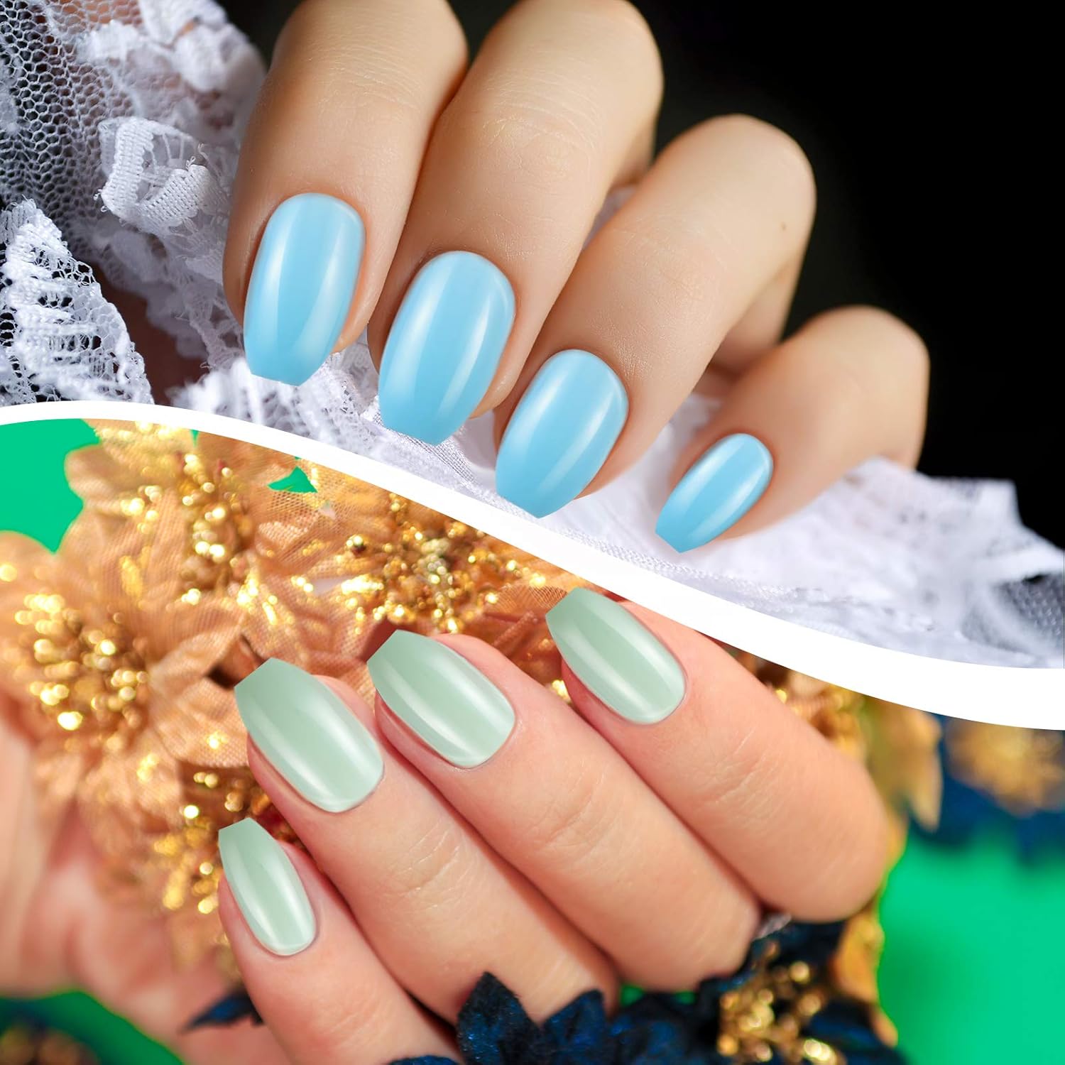 Buy 864 Pieces 36 Sets Short Coffin Press On Nails False Nails 2 Kinds Press On Nail False Nails Glossy Color Full Cover Artificial Nail Colorful Tips For Nail Art Salon Light