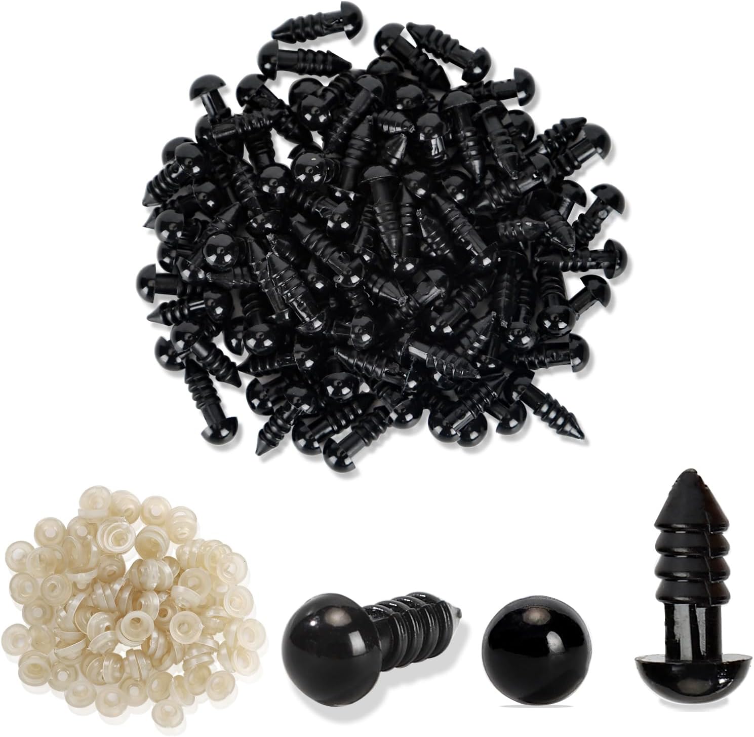 100x Plastic Animal Bear Doll Safety Screw Eyes with Safty Back Pad TOY Fingding Craft DIY 6 Mm NEW