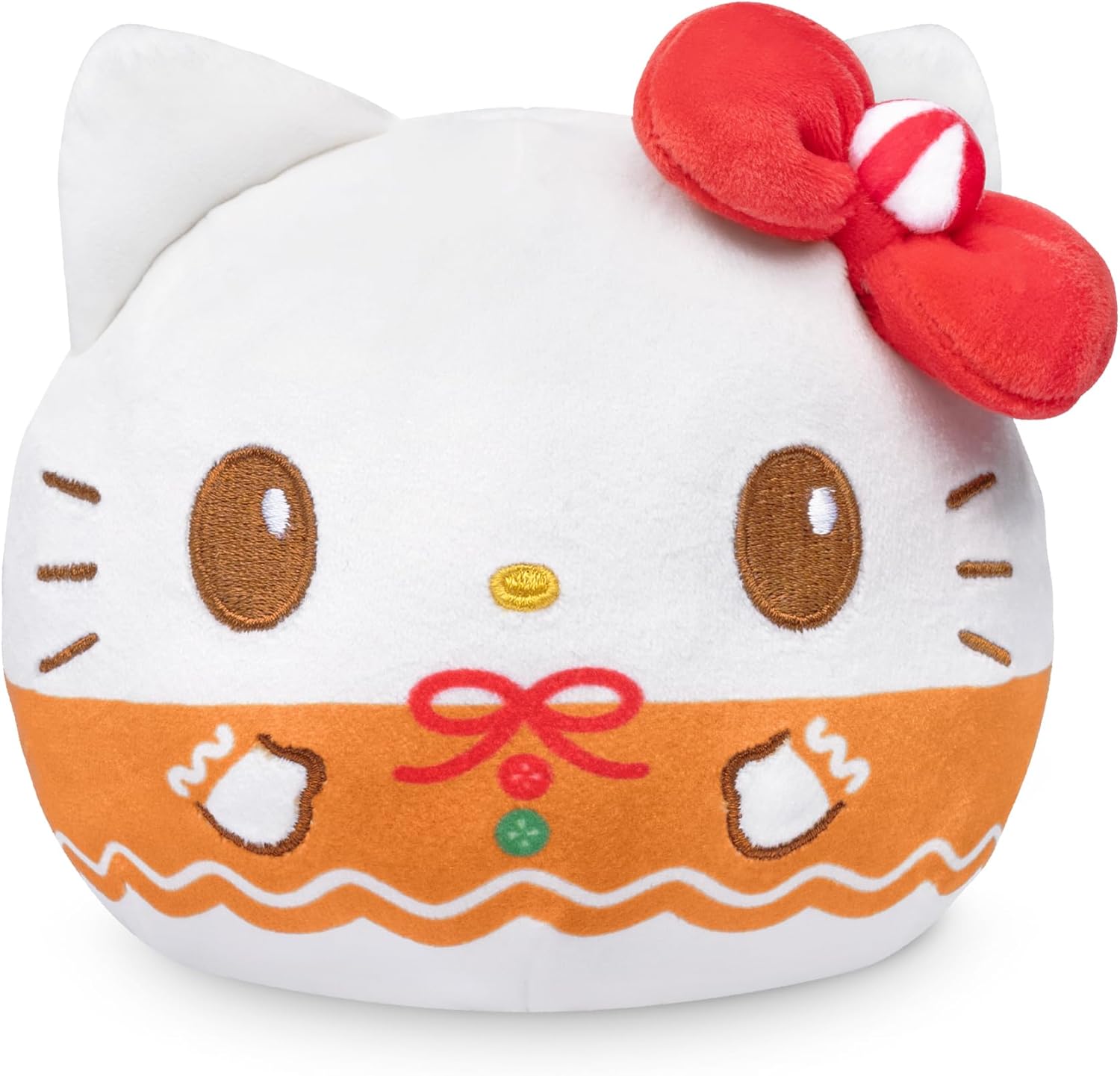 TeeTurtle Reversible Sanrio Hello Kitty Plushie 4-Inch Gingerbread Two-Sided Flip Plush Toy with Embroidered Details Cute Mini Collectible Plush for Kids, Teens, and Adults