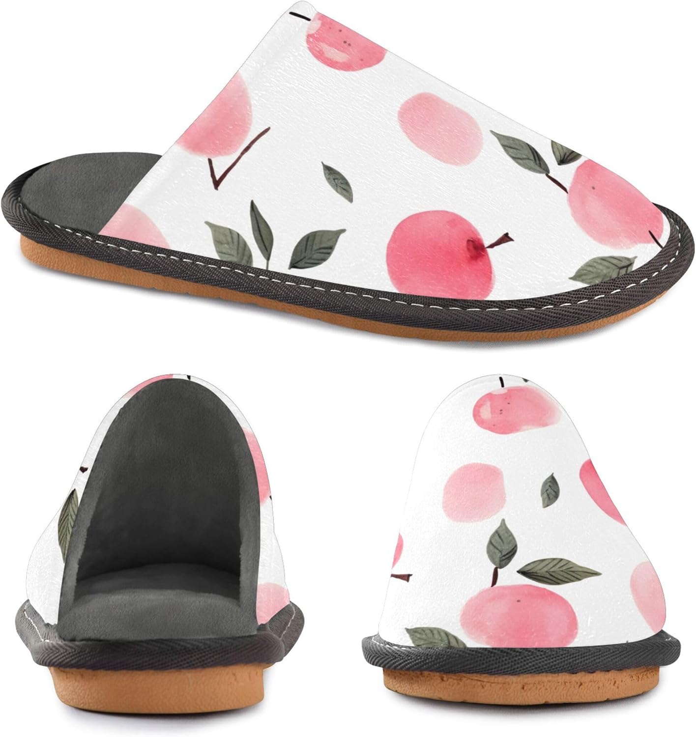 Apple House Slippers – Cozy Fuzzy Slippers for Guests, Washable & Disposable, Perfect for Shoeless Home, Spa & Hotel Use A110868