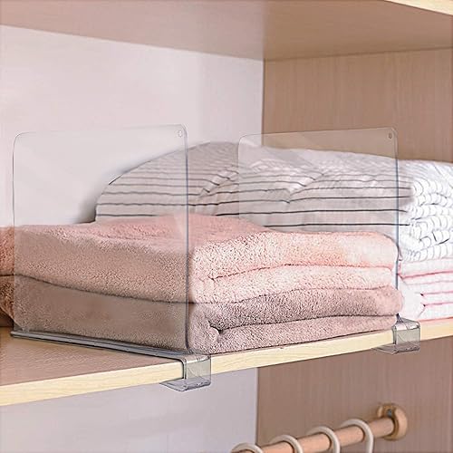 Miniatura 3 de Sorbus 4 separadores de estantes acrílicos para estantes, gran organizador para ropa, ropa de cama, separadores de bolsos, versátiles para armarios,