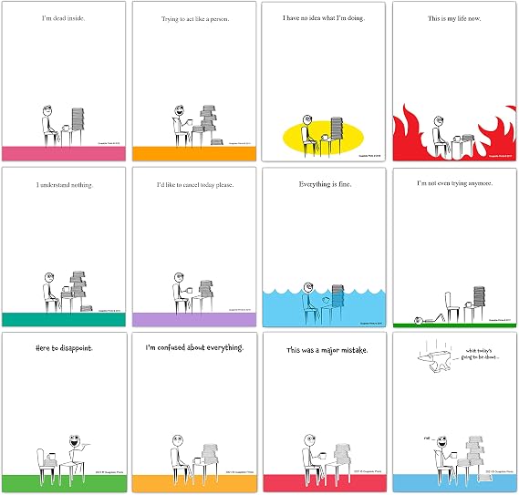 Assorted Funny Notepads for Work, Office (12-Pack), 4 x 5.25 inch, 50 sheets