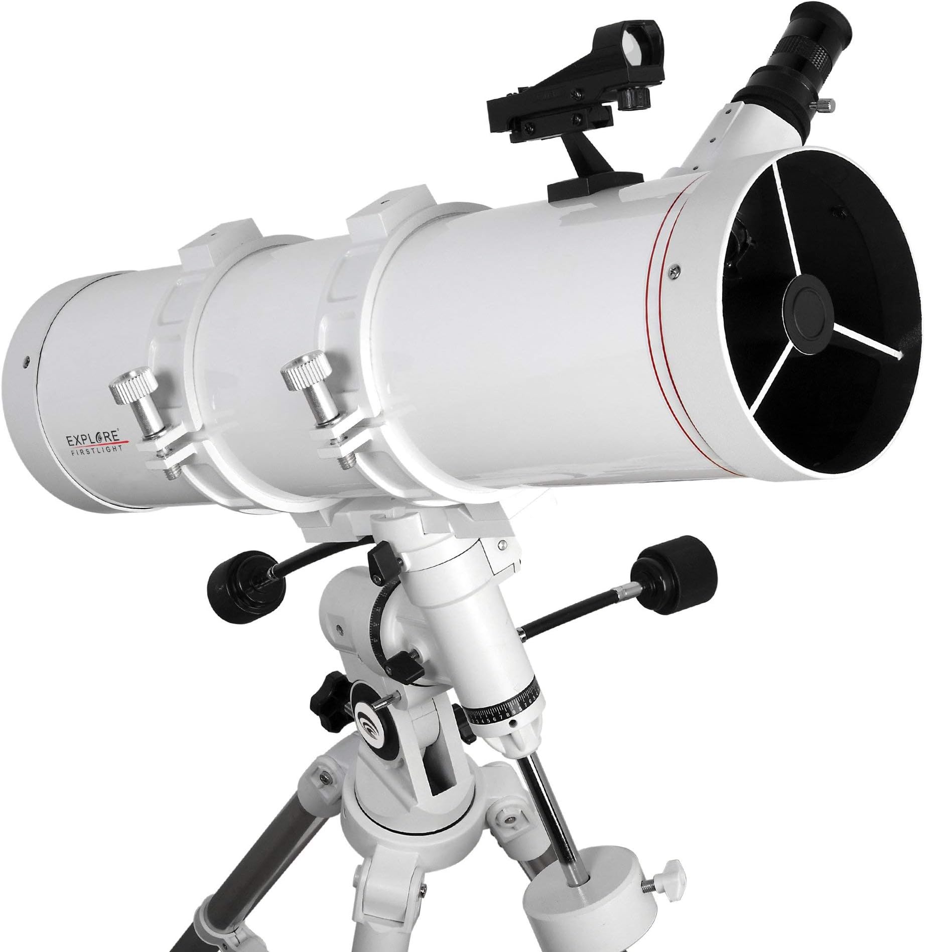 EXPLORE FIRSTLIGHT Telescope- 130mm White Tube Newtonian with 600mm Focal Length f/4.6 Telescope with EXOS Nano EQ3 German Equatorial Mount - FL-N130600EQ3