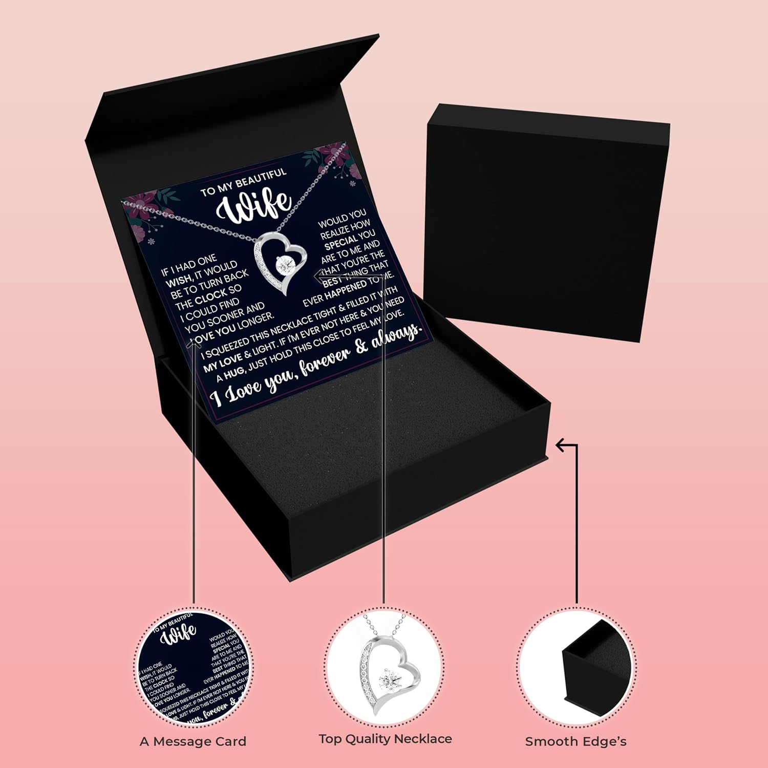 To My Wife Necklace Present Forever Love Jewelry Gift From Husband to Wife - Image 2