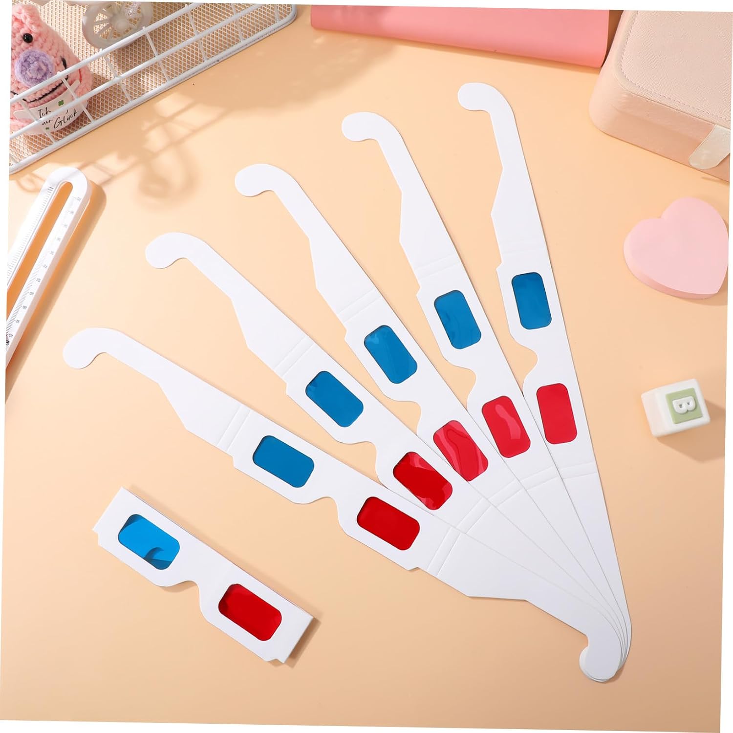 HOMSFOU 100pcs Disposable Red Blue Glasses for Movies Video Games and Home Theater Anaglyph Paper Eyewear for Boys and Girls and Adults for Festivals and Events
