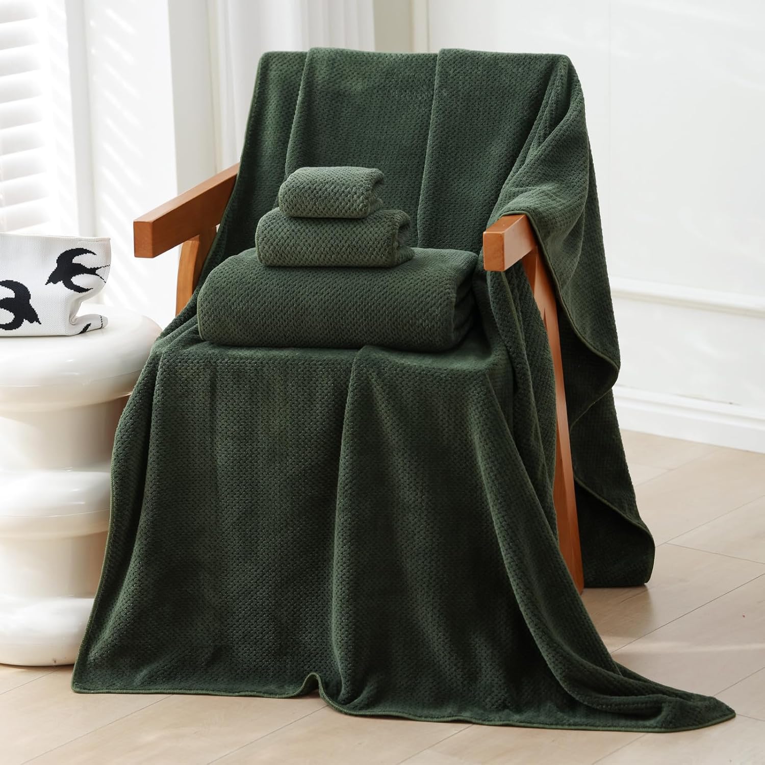 40x80 Inches Bath Sheets Towels for Adults Oversized Bath Towels Extra Large Luxury Super Soft Absorbent Quick Dry Microfiber (Olive Green,6PCS) - Image 3