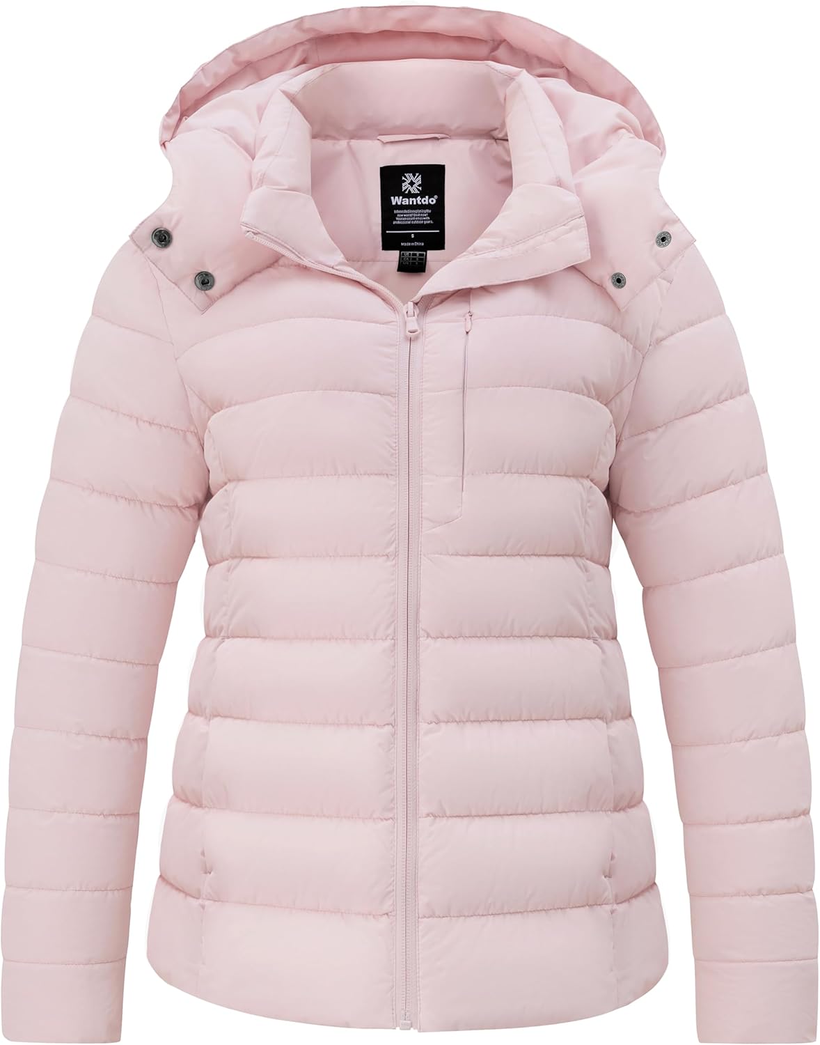 wantdo Women's Lightweight Warm Winter Coat Full-Zip Puffer Jacket with Hood