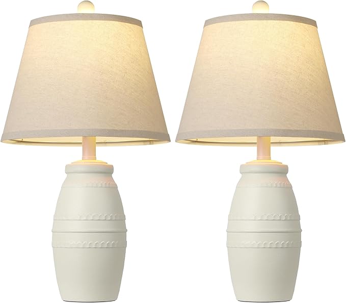 Set de 2 Lámparas de Mesa QiMH 21.5", Estilo Granja, Blanco miniatura 9