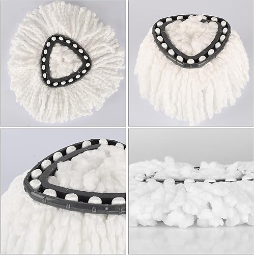 Miniatura 3 de 12 cabezales de repuesto de trapeador, 100% microfibra, repuesto de trapeador giratorio, cabezales de repuesto de limpieza de 360 microgiros, para