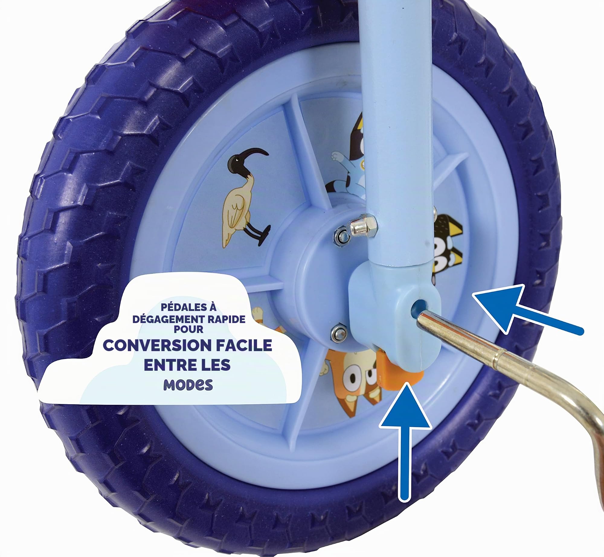 Bluey Bluey Toys Vélo d'entraînement 2 en 1 pour Tout-Petits – Vélo d'entraînement et d'équilibre Convertible pour Filles et garçons de 2 Ans et Plus avec pédales Amovibles et stabilisateurs – Vélos