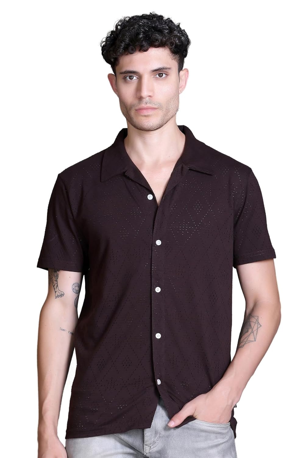 GODFREY Cuban Collar Casual Shirts for Men