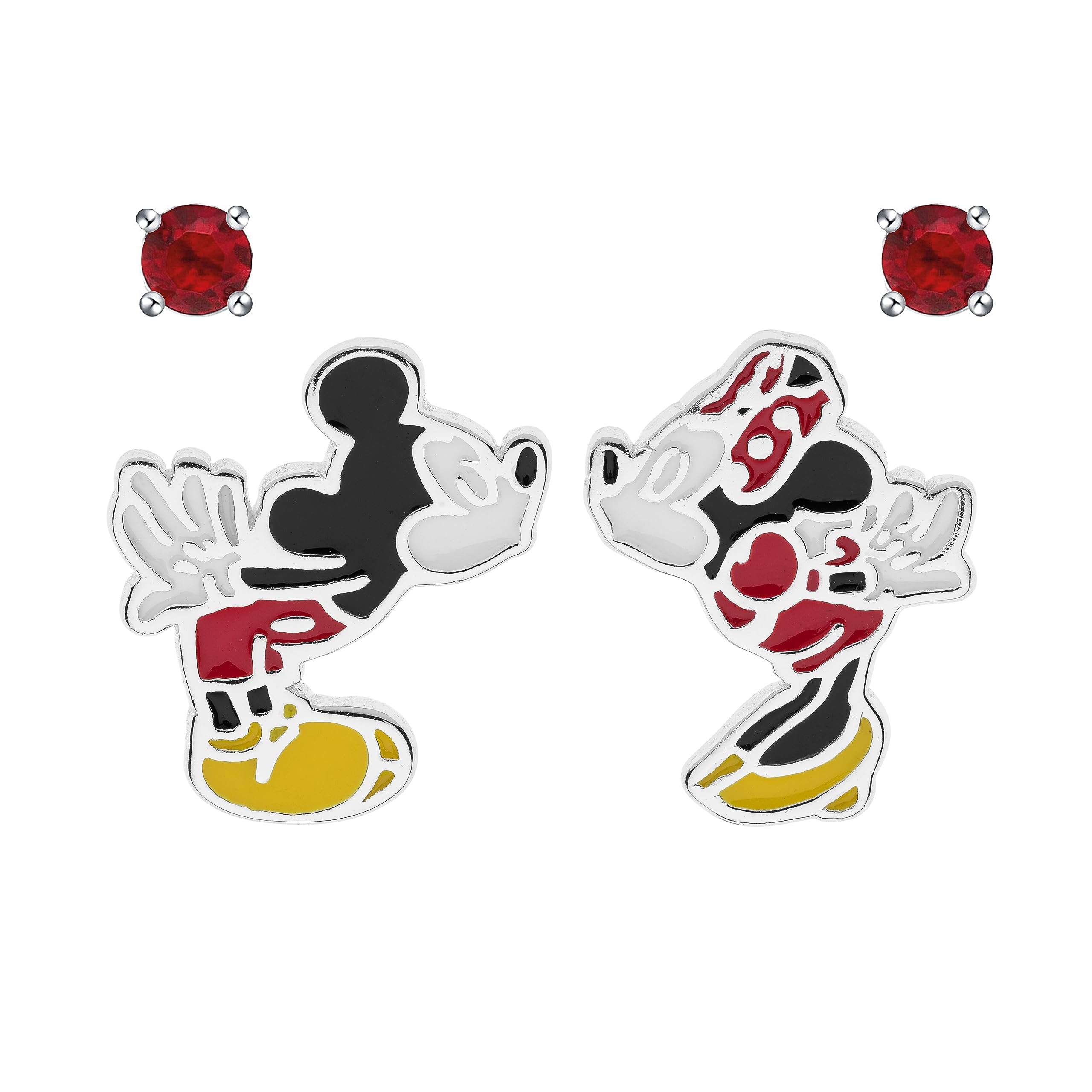 Mickey und Minnie Maus Küssen, Sterling Silber Ohrstecker mit Zirkonia, Geschenk für Mädchen und Damen