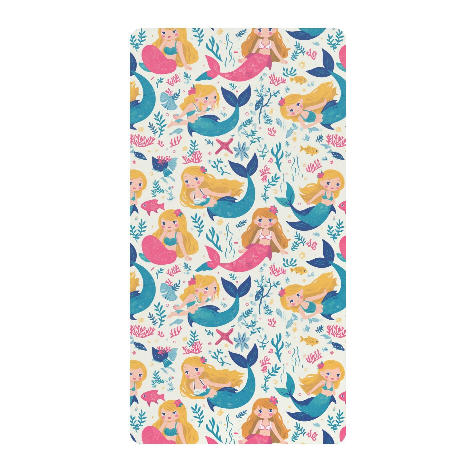 Parure de lit enfant en coton doux au motif sirènes et créatures marines