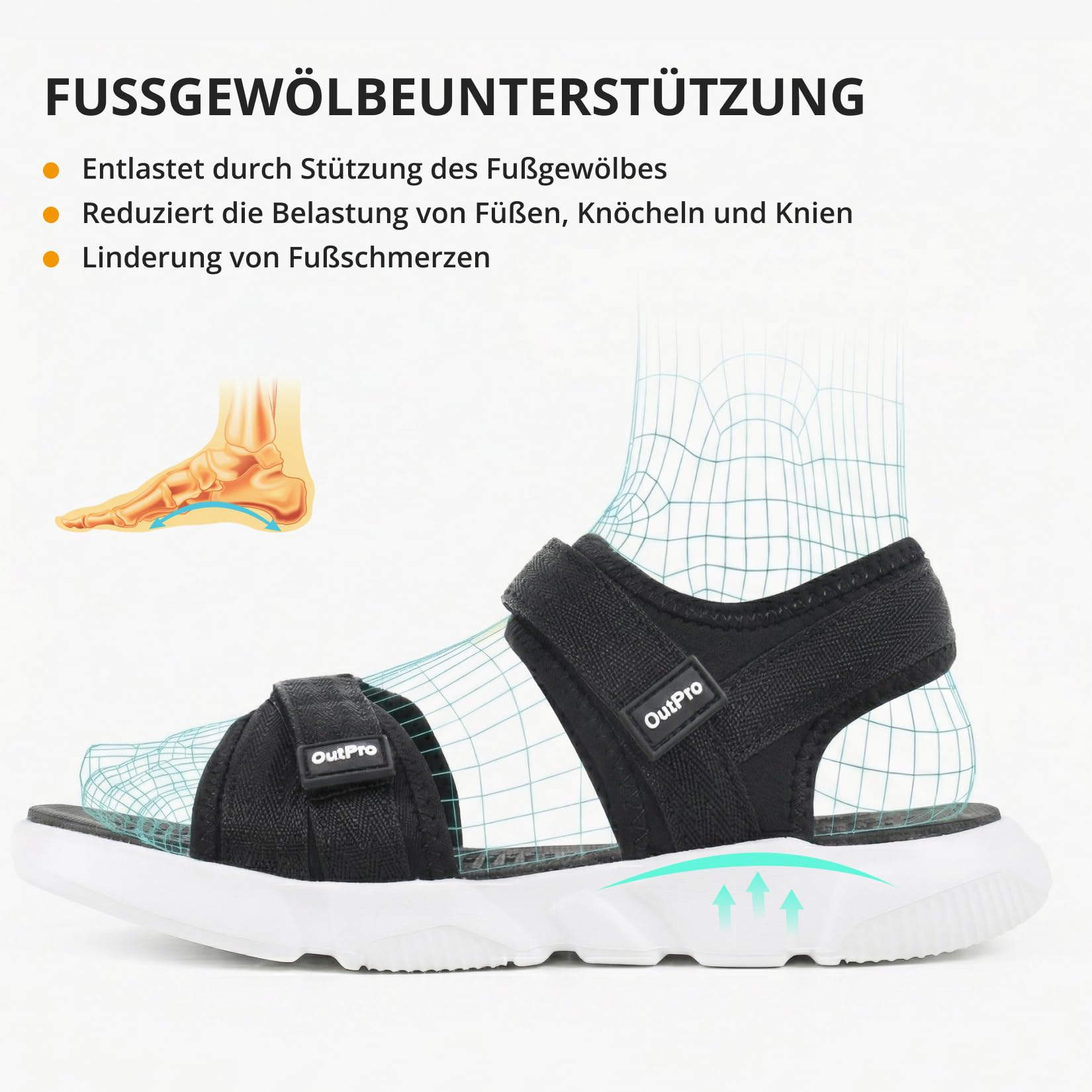 OutPro Sandalias deportivas y de verano para mujer, planas, transpirables, para trekking y senderismo, sandalias deportivas con soporte de arco para playa, viajes, deportivas