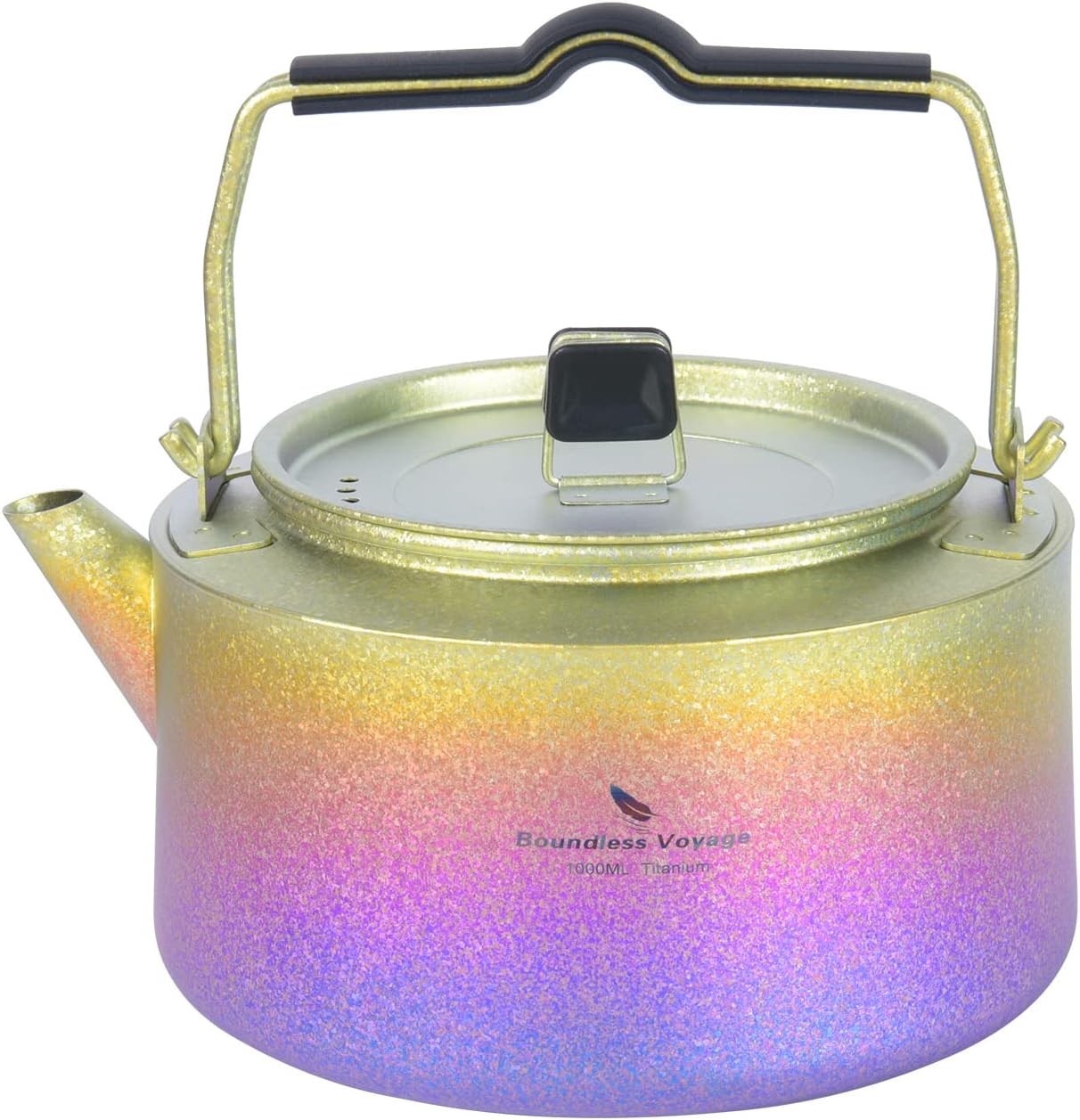 Boundless Voyage Camping Titanium Kettle with Folding Handle Filter Big