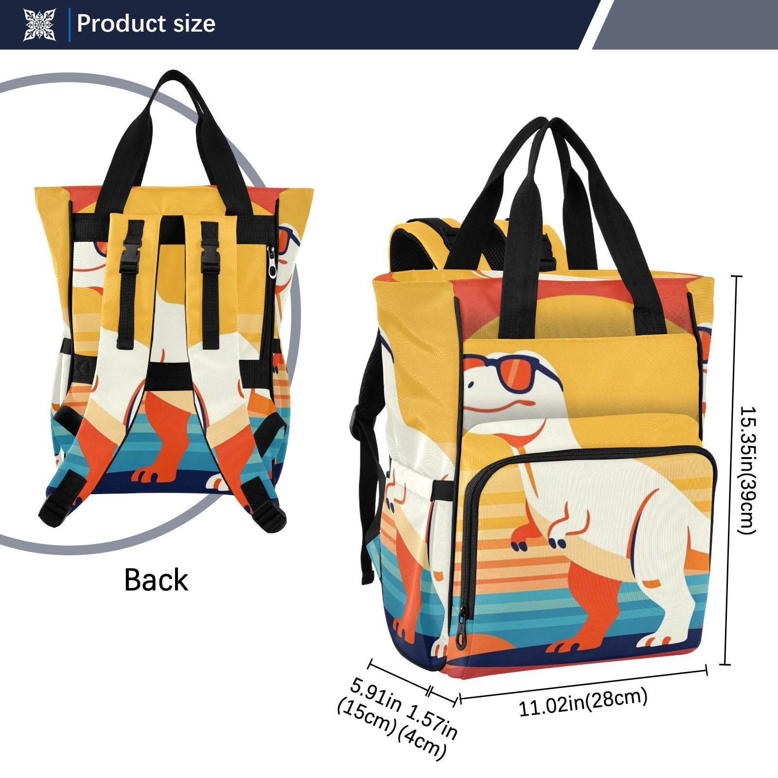 zaino per pannolini Cartoon Sunset Dibosaur Arancione