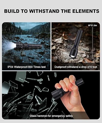 Miniatura 7 de Linterna USB C recargable de alto lúmenes, 3 paquetes, 800L, pequeña luz de flash brillante con 12 horas de larga vida, 5 modos, zoom, bolsillo