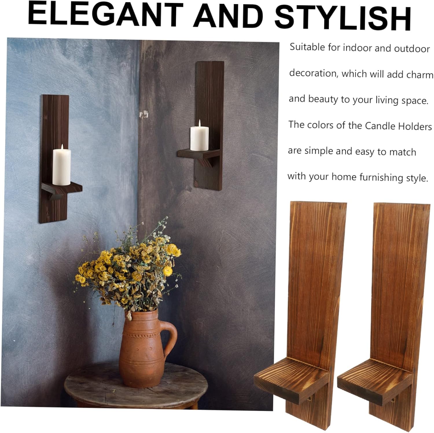 Sturdy Wooden Wall Mount Candle Sconces Multipurpose Wall Decor for Home