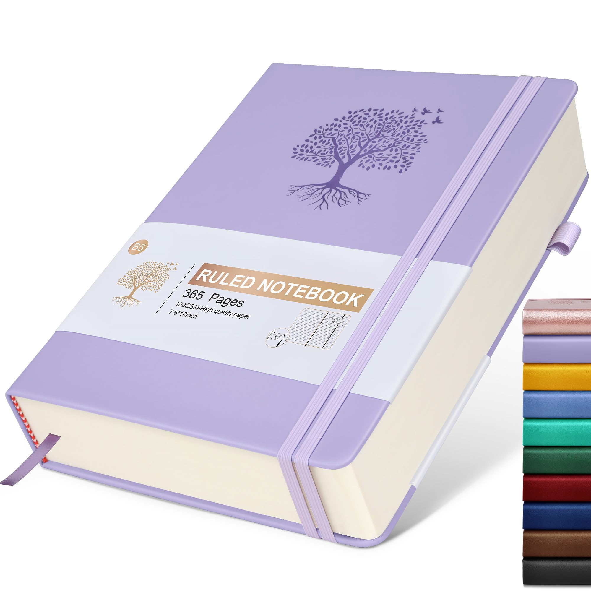 Taccuino a righe, 365 pagine, formato B5, grande, per scrivere a righe, con copertina rigida in pelle, per donne e uomini, quaderno quotidiano per lavoro, prendere appunti, carta spessa 100 g/m² (19,6